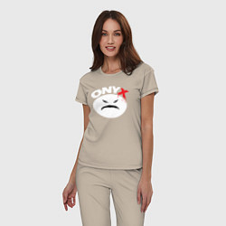Пижама хлопковая женская Onyx logo white, цвет: миндальный — фото 2