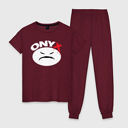 Пижама хлопковая женская Onyx logo white, цвет: меланж-бордовый