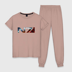 Пижама хлопковая женская Mass Effect N7 -Shooter, цвет: пыльно-розовый