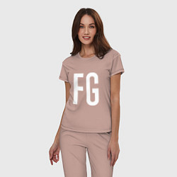 Пижама хлопковая женская FG - BTS, цвет: пыльно-розовый — фото 2