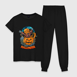 Пижама хлопковая женская Halloween Scarecrow, цвет: черный