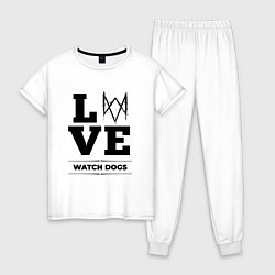 Пижама хлопковая женская Watch Dogs love classic, цвет: белый