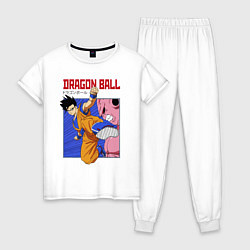 Пижама хлопковая женская Dragon Ball - Сон Гоку - Удар, цвет: белый