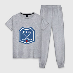 Пижама хлопковая женская Хоккей с мячом - лого, цвет: меланж