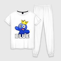 Пижама хлопковая женская Радужные друзья веселый Синий, цвет: белый