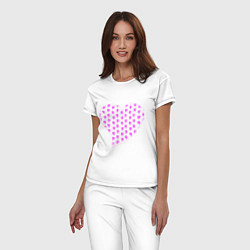Пижама хлопковая женская Стереокартинка в форме сердечка со скрытым изображ, цвет: белый — фото 2