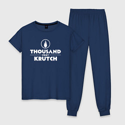 Пижама хлопковая женская Thousand Foot Krutch белое лого, цвет: тёмно-синий