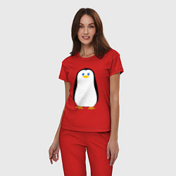 Пижама хлопковая женская Красивый пингвин, цвет: красный — фото 2