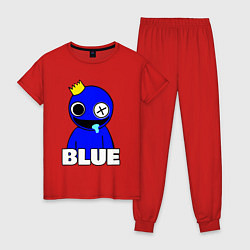 Пижама хлопковая женская Радужные друзья улыбчивый Синий, цвет: красный