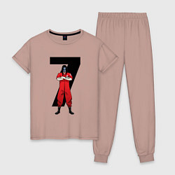 Пижама хлопковая женская Slipknot Семерка, цвет: пыльно-розовый