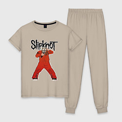 Пижама хлопковая женская Slipknot fan art, цвет: миндальный