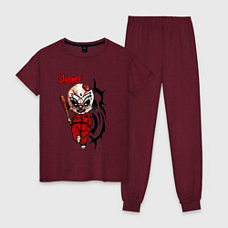 Пижама хлопковая женская Slipknot fan, цвет: меланж-бордовый