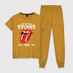 Пижама хлопковая женская The Rolling Stones 78, цвет: горчичный