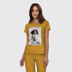 Пижама хлопковая женская Lee Know Stray Kids, цвет: горчичный — фото 2