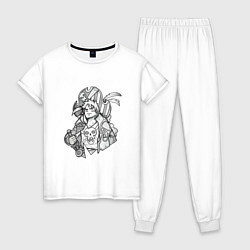 Пижама хлопковая женская Король пиратов - Манки Д Луффи, цвет: белый