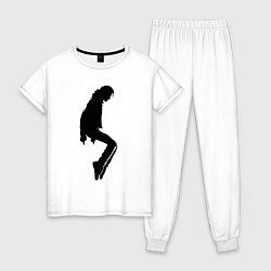 Пижама хлопковая женская Силуэт Майкла Джексона - Minimalism, цвет: белый