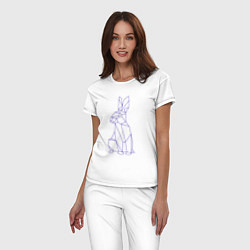 Пижама хлопковая женская Символ 2023 - Синий Кролик, цвет: белый — фото 2