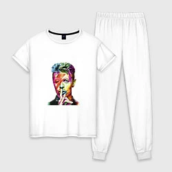 Пижама хлопковая женская David Bowie singer, цвет: белый