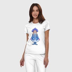Пижама хлопковая женская Снегурочка с косичками, цвет: белый — фото 2