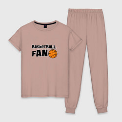 Пижама хлопковая женская Фанат баскетбола надпись, цвет: пыльно-розовый