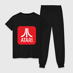 Пижама хлопковая женская Atari logo, цвет: черный