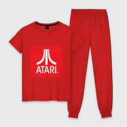 Пижама хлопковая женская Atari logo, цвет: красный