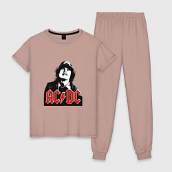 Пижама хлопковая женская AC - DC, цвет: пыльно-розовый