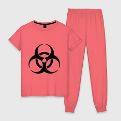 Пижама хлопковая женская Biological hazard, цвет: коралловый