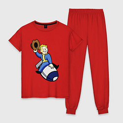 Пижама хлопковая женская Vault boy - bomb rider, цвет: красный