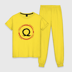 Пижама хлопковая женская Символ God of War и красная краска вокруг, цвет: желтый