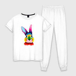 Пижама хлопковая женская Поп-арт кролик, цвет: белый