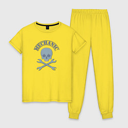 Пижама хлопковая женская Механика, цвет: желтый