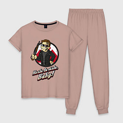 Пижама хлопковая женская Vault boy - terminator, цвет: пыльно-розовый