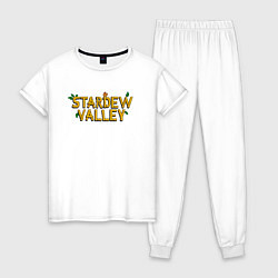 Пижама хлопковая женская Stardew Valley logo, цвет: белый