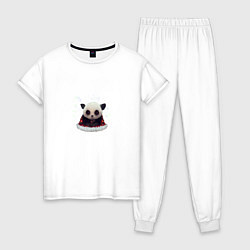 Пижама хлопковая женская Понурый панда, цвет: белый