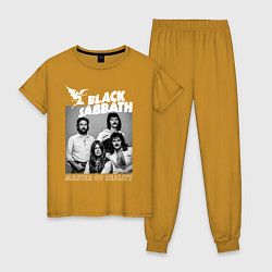 Пижама хлопковая женская Black Sabbath rock, цвет: горчичный