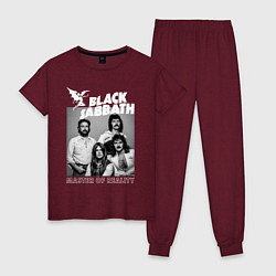 Пижама хлопковая женская Black Sabbath rock, цвет: меланж-бордовый