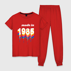 Пижама хлопковая женская Made in 1985 liquid art, цвет: красный