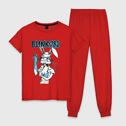 Пижама хлопковая женская Blink 182 bunny nurse, цвет: красный