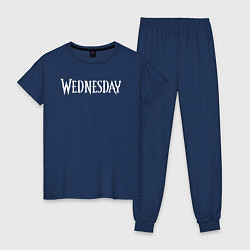 Пижама хлопковая женская Wednesday Logo, цвет: тёмно-синий
