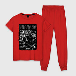 Пижама хлопковая женская Nirvana grunge 2022, цвет: красный