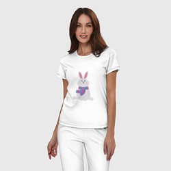 Пижама хлопковая женская Серый кролик, цвет: белый — фото 2