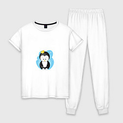 Пижама хлопковая женская Королевский пингвин, цвет: белый