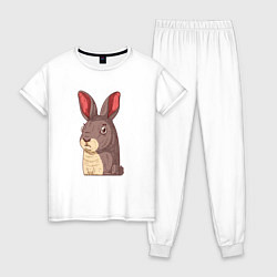 Пижама хлопковая женская Кролик-символ года, цвет: белый