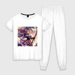 Пижама хлопковая женская Игра Геншин Импакт, цвет: белый