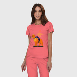 Пижама хлопковая женская Stray - cat logo, цвет: коралловый — фото 2