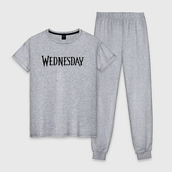 Пижама хлопковая женская Logo black Wednesday, цвет: меланж