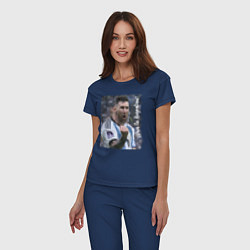 Пижама хлопковая женская Viva la Argentina - Lionel Messi - world champion, цвет: тёмно-синий — фото 2