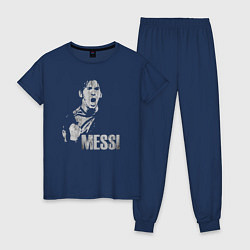Пижама хлопковая женская Leo Messi scream, цвет: тёмно-синий