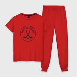 Пижама хлопковая женская Save Pond Hockey, цвет: красный